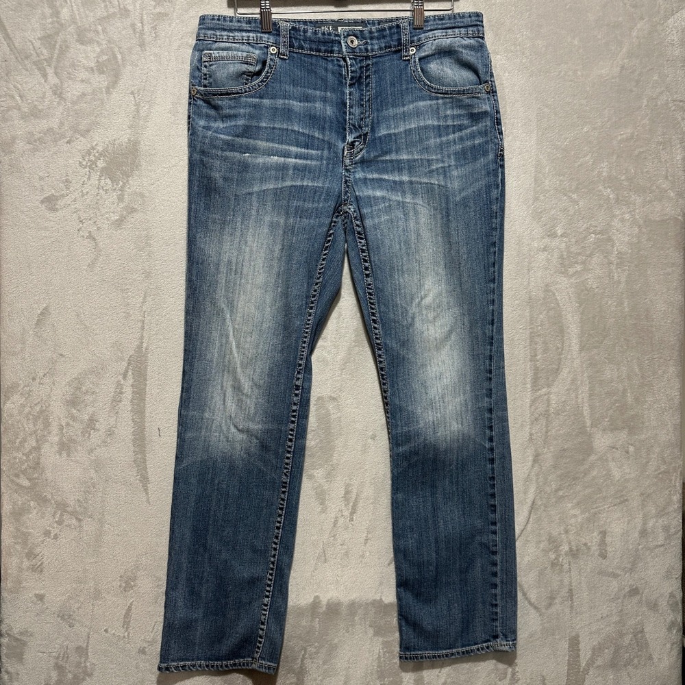 BKE Tyler Straight Leg Jeans Mens 36R Blue Denim GBP23158 Stretch Repreve